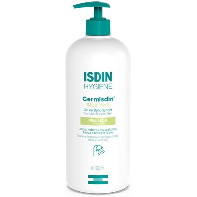 Gel douche à l’aloé vera Isdin Germisdin - Hygiène corporelle pour peau sèche - Publicité Gel douche à l’aloé vera Isdin Germisdin - Hygiène corporelle pour peau sèche - Publicité
