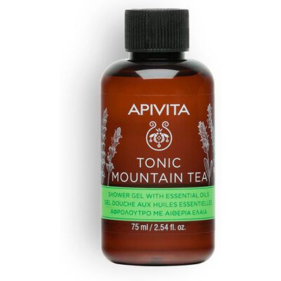Gel douche tonic au thé de montagne Apivita - 75ml - Publicité Gel douche tonic au thé de montagne Apivita - 75ml - Publicité