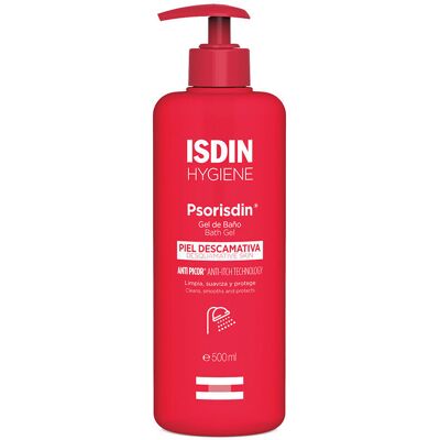Gel d'hygiène corporelle Psorisdin Isdin 500ml - Gel douche - Publicité Gel d'hygiène corporelle Psorisdin Isdin 500ml - Gel douche - Publicité