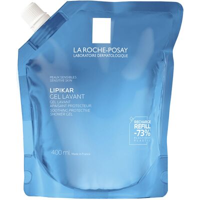 La Roche Posay Gel douche physiologique Lipikar adapté aux peaux sensibles et sèches, recharge 400 ml - Publicité La Roche Posay Gel douche physiologique Lipikar adapté aux peaux sensibles et sèches, recharge 400 ml - Publicité