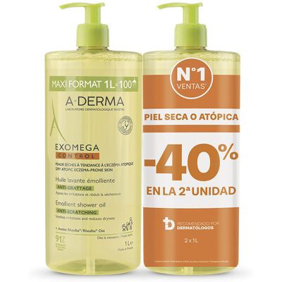 A-Derma Exomega Control aceite ducha emoliente pack 2 x 1000 ml - Publicité A-Derma Exomega Control aceite ducha emoliente pack 2 x 1000 ml - Publicité