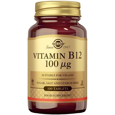 Solgar Vitamine B12 100µg comprimés (100 pcs.) - Publicité Solgar Vitamine B12 100µg comprimés (100 pcs.) - Publicité