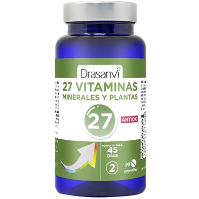 Drasanvi 27 comprimés de vitamines, minéraux et plantes antioxydantes, 90 unités - Publicité Drasanvi 27 comprimés de vitamines, minéraux et plantes antioxydantes, 90 unités - Publicité