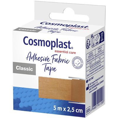 Rouleau de ruban adhésif tissé universel Cosmoplast 5 x 2,5 cm - Publicité Rouleau de ruban adhésif tissé universel Cosmoplast 5 x 2,5 cm - Publicité