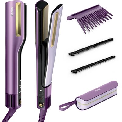 Shark SilkiPro Lisseur + Sèche-cheveux tout-en-un avec étui de rangement résistant à la chaleur Prune satiné HT401EUPU par SharkNinja - Publicité Shark SilkiPro Lisseur + Sèche-cheveux tout-en-un avec étui de rangement résistant à la chaleur Prune satiné HT401EUPU par SharkNinja - Publicité