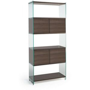 PEZZANI Bibliothèque murale BABYLONE 90 cm portes coulissantes céruse noyer - Publicité PEZZANI Bibliothèque murale BABYLONE 90 cm portes coulissantes céruse noyer - Publicité