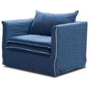 CREADEST Cartagene - fauteuil en lin bleu - 80 cm - Publicité CREADEST Cartagene - fauteuil en lin bleu - 80 cm - Publicité