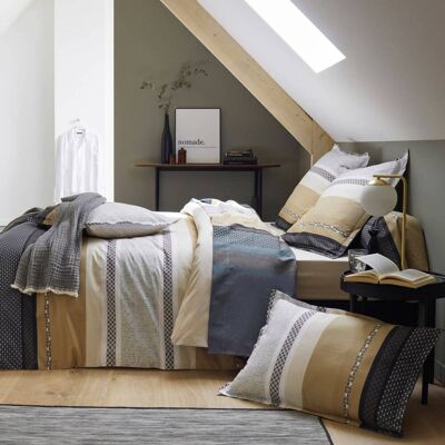 TRADILINGE Drap housse percale Marlow Acier 160 x 200 cm - Publicité TRADILINGE Drap housse percale Marlow Acier 160 x 200 cm - Publicité