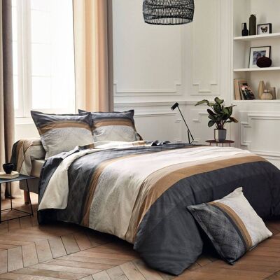 TRADILINGE Drap housse satin Tiago Noir , sable 160 x 200 cm - Publicité TRADILINGE Drap housse satin Tiago Noir , sable 160 x 200 cm - Publicité