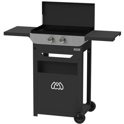 LE MARQUIER Ensemble Plancha Gaz, Chariot et Couvercle en Acier et Inox Original - Publicité LE MARQUIER Ensemble Plancha Gaz, Chariot et Couvercle en Acier et Inox Original - Publicité