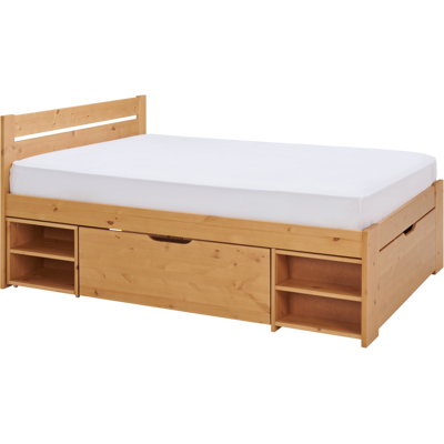 CAMIF Lit rangement bois massif Tara Miel 140 x 200 cm - Publicité CAMIF Lit rangement bois massif Tara Miel 140 x 200 cm - Publicité