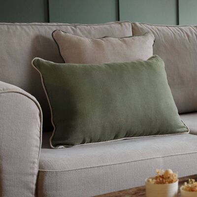 CAMIF Coussin lin passepoil Carly Vert/Lin 40 x 60 cm - Publicité CAMIF Coussin lin passepoil Carly Vert/Lin 40 x 60 cm - Publicité