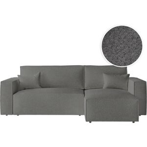 LOUNGITUDE CLARISSE - Canapé d'angle convertible réversible avec coffre en tissu bouclette Gris Tissu bouclette - Publicité LOUNGITUDE CLARISSE - Canapé d'angle convertible réversible avec coffre en tissu bouclette Gris Tissu bouclette - Publicité