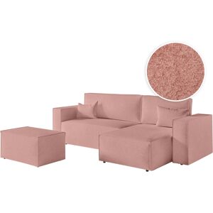 LOUNGITUDE PACK - CLARISSE - Canapé d'angle convertible réversible avec pouf en tissu bouclette Rose Tissu bouclette - Publicité LOUNGITUDE PACK - CLARISSE - Canapé d'angle convertible réversible avec pouf en tissu bouclette Rose Tissu bouclette - Publicité