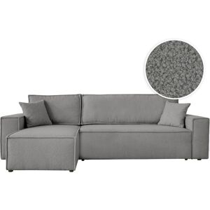 LOUNGITUDE Canapé FARAH d'angle réversible et convertible 4 places en tissu bouclette Gris Tissu bouclette - Publicité LOUNGITUDE Canapé FARAH d'angle réversible et convertible 4 places en tissu bouclette Gris Tissu bouclette - Publicité