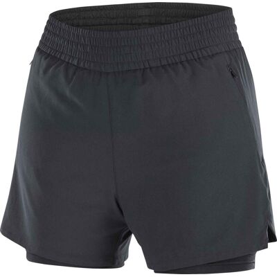 Salomon - Short avec cuissard intégré - Shkout C 2In1 Shorts 4" W Deep Black - Taille S - Noir - Publicité Salomon - Short avec cuissard intégré - Shkout C 2In1 Shorts 4" W Deep Black - Taille S - Noir - Publicité