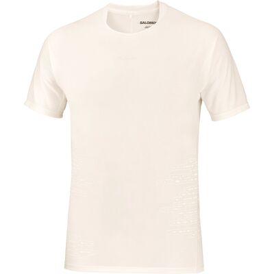 Salomon - T-shirt ultraléger et thermorégulant - Sense Aero SS Tee GFX M Whisper White Rain Day Bright White - Taille M - Beige - Publicité Salomon - T-shirt ultraléger et thermorégulant - Sense Aero SS Tee GFX M Whisper White Rain Day Bright White - Taille M - Beige - Publicité