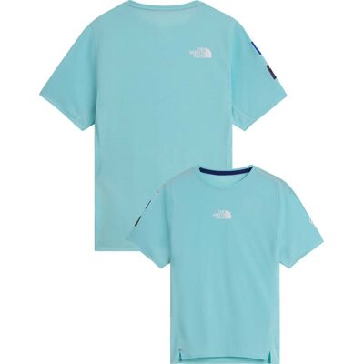 The North Face - T-shirt de trail/running - W Summit High Trail SS Graphic Canal Blue pour Femme - Taille L - Bleu - Publicité The North Face - T-shirt de trail/running - W Summit High Trail SS Graphic Canal Blue pour Femme - Taille L - Bleu - Publicité