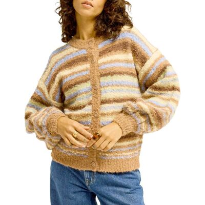 Billabong - Cardigan à col rond - Bayside Stripes Cardigans Sugar Almond en Laine - Taille S - Marron - Publicité Billabong - Cardigan à col rond - Bayside Stripes Cardigans Sugar Almond en Laine - Taille S - Marron - Publicité