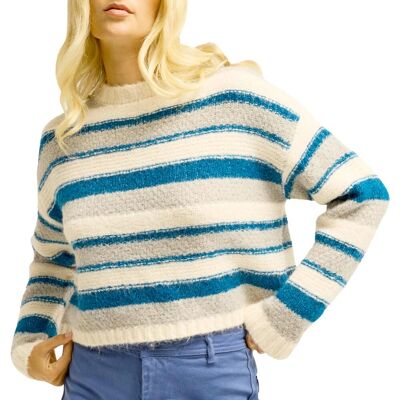 Billabong - Pull en maille rayé - Soft Breeze Pullover White Cap - Taille S - Beige - Publicité Billabong - Pull en maille rayé - Soft Breeze Pullover White Cap - Taille S - Beige - Publicité