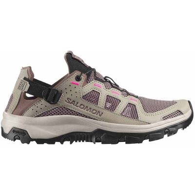 Salomon - Chaussures de randonnée journée - Techamphibian 5 W Silves/Iron/Knoc pour Femme - Taille 38 2/3 - Beige - Publicité Salomon - Chaussures de randonnée journée - Techamphibian 5 W Silves/Iron/Knoc pour Femme - Taille 38 2/3 - Beige - Publicité