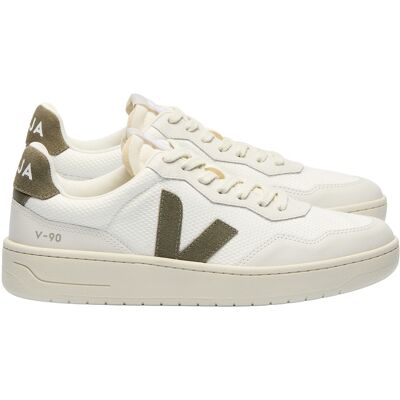 Veja Fair Trade - Sneakers en mesh et en cuir - V-90 White Kaki pour Homme en Coton - Taille 42 - Blanc - Publicité Veja Fair Trade - Sneakers en mesh et en cuir - V-90 White Kaki pour Homme en Coton - Taille 42 - Blanc - Publicité
