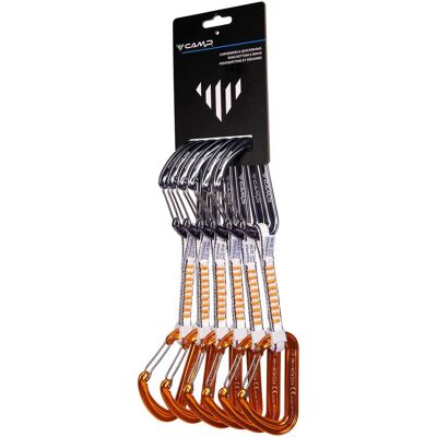 Camp - Pack de 6 dégaines d'escalade - Photon Wire Express KS Dyneema 6 Pack en Aluminium - Taille 12 cm - Orange - Publicité Camp - Pack de 6 dégaines d'escalade - Photon Wire Express KS Dyneema 6 Pack en Aluminium - Taille 12 cm - Orange - Publicité