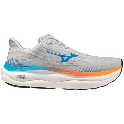 Mizuno - Chaussures de running - Wave Sky 9 Cloudscape/Blue Jewel/Lava Orange pour Homme - Taille 10,5 UK - Gris - Publicité Mizuno - Chaussures de running - Wave Sky 9 Cloudscape/Blue Jewel/Lava Orange pour Homme - Taille 10,5 UK - Gris - Publicité