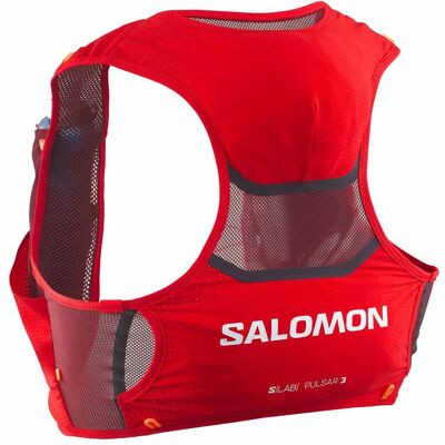 Salomon - Gilet d'hydratation - S/Lab Pulsar 3 Set Fiery Red/Andorra - Taille M - Rouge - Publicité Salomon - Gilet d'hydratation - S/Lab Pulsar 3 Set Fiery Red/Andorra - Taille M - Rouge - Publicité
