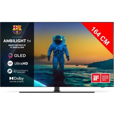 Philips 65OLED850 Ambilight 144Hz - pied pivotant - Publicité Philips 65OLED850 Ambilight 144Hz - pied pivotant - Publicité