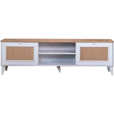CONCEPT1 Bohemian chene blanc 180 x 41 x h55 cm - Publicité CONCEPT1 Bohemian chene blanc 180 x 41 x h55 cm - Publicité