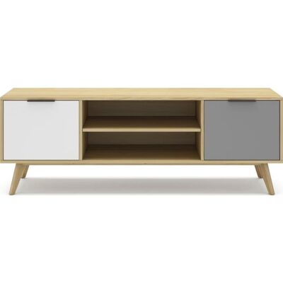 CONCEPT1 Elfa 2P2N chene gris blanc 140 x 40 x 53cm - Publicité CONCEPT1 Elfa 2P2N chene gris blanc 140 x 40 x 53cm - Publicité