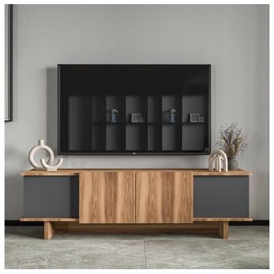 CONCEPT1 Diana anthracite noyer 180 x 33 x h50 cm - Publicité CONCEPT1 Diana anthracite noyer 180 x 33 x h50 cm - Publicité