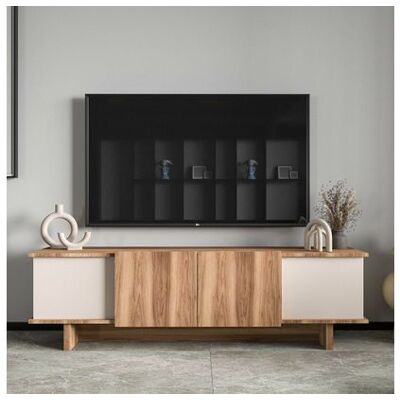 CONCEPT1 Diana beige noyer 180 x 33 x h50 cm - Publicité CONCEPT1 Diana beige noyer 180 x 33 x h50 cm - Publicité