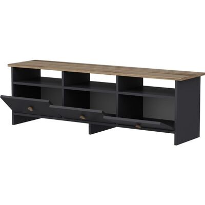 CONCEPT1 Oslo chene anthracite 150 x 36 x h47 cm - Publicité CONCEPT1 Oslo chene anthracite 150 x 36 x h47 cm - Publicité