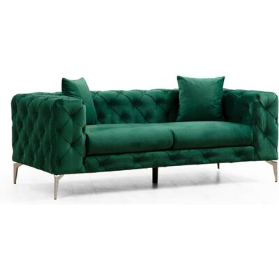 MUEBLES Canapé Chesterfield Altadena 354 - Velours, Pattes Métal, 197x90x73cm - Publicité MUEBLES Canapé Chesterfield Altadena 354 - Velours, Pattes Métal, 197x90x73cm - Publicité