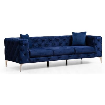 MUEBLES Canapé Chesterfield Bleu - 237x90x73 cm - Tissu - Publicité MUEBLES Canapé Chesterfield Bleu - 237x90x73 cm - Tissu - Publicité
