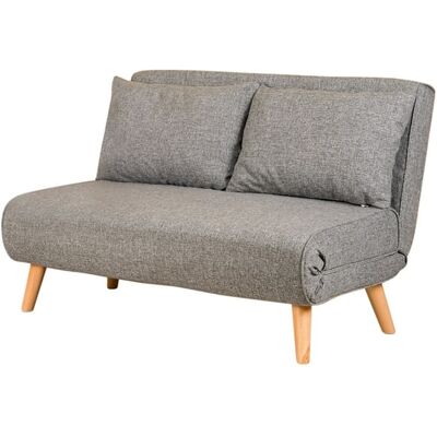 CONCEPT1 Daddy 2 places pliable gris clair 120 x 80 x h79 - Publicité CONCEPT1 Daddy 2 places pliable gris clair 120 x 80 x h79 - Publicité