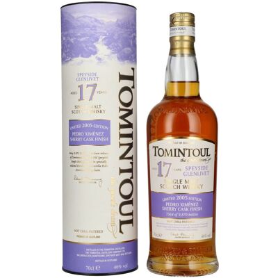 Tomintoul 17 Years Old PX SHERRY CASK Finish 2005 46% Vol. 0,7l en boîte cadeau - Publicité Tomintoul 17 Years Old PX SHERRY CASK Finish 2005 46% Vol. 0,7l en boîte cadeau - Publicité