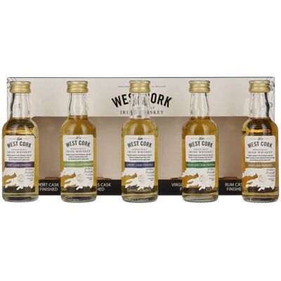Ensemble de Miniatures de Whiskey Irlandais West Cork - Collection Cask - 43% - 5x0,05l - Publicité Ensemble de Miniatures de Whiskey Irlandais West Cork - Collection Cask - 43% - 5x0,05l - Publicité