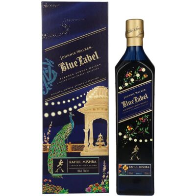 Johnnie Walker Blue Label Rahul Mishra Blended Scotch Whisky 40% Vol. 0,7l en boîte cadeau - Publicité Johnnie Walker Blue Label Rahul Mishra Blended Scotch Whisky 40% Vol. 0,7l en boîte cadeau - Publicité