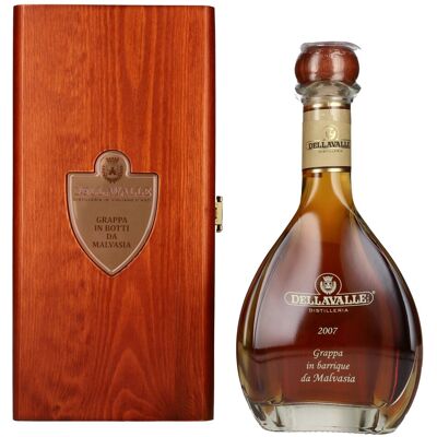 Grappa Dellavalle Dellavalle Grappa Affinata in botti da MALVASIA 2007 42% Vol. 0,7l in Holzkiste - Publicité Grappa Dellavalle Dellavalle Grappa Affinata in botti da MALVASIA 2007 42% Vol. 0,7l in Holzkiste - Publicité