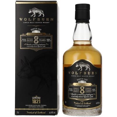 Le whisky Wolfburn Wolfburn 8 Years Old NORTHLAND Quarter Cask Single Malt Scotch Whisky 46% Vol. 0,7l en boîte cadeau - Publicité Le whisky Wolfburn Wolfburn 8 Years Old NORTHLAND Quarter Cask Single Malt Scotch Whisky 46% Vol. 0,7l en boîte cadeau - Publicité
