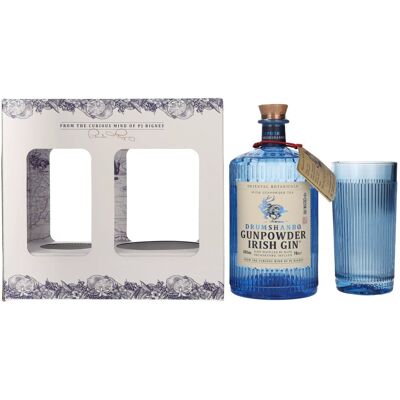 Gin irlandais Gunpowder Irish - Coffret cadeau avec verre - Publicité Gin irlandais Gunpowder Irish - Coffret cadeau avec verre - Publicité