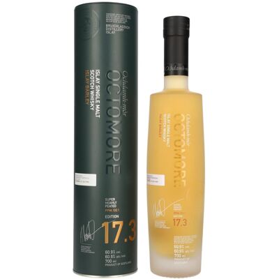 Octomore EDITION: 17.3 Super Heavily Peated Islay Single Malt Release 2026 60,9% Vol. 0,7l in Tinbox - Publicité Octomore EDITION: 17.3 Super Heavily Peated Islay Single Malt Release 2026 60,9% Vol. 0,7l in Tinbox - Publicité