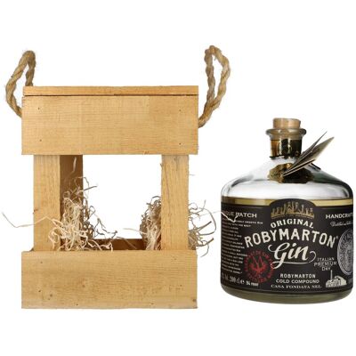 Roby Marton Gin Original Italian Premium Dry 47% Vol. 2l in Holzkiste - Publicité Roby Marton Gin Original Italian Premium Dry 47% Vol. 2l in Holzkiste - Publicité