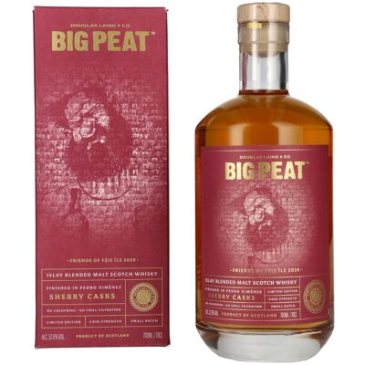 Douglas Laing BIG PEAT Pedro Ximénez Sherry Cask Finish Féis Ìle 2026 52,6% Vol. 0,7l en boîte cadeau - Publicité Douglas Laing BIG PEAT Pedro Ximénez Sherry Cask Finish Féis Ìle 2026 52,6% Vol. 0,7l en boîte cadeau - Publicité