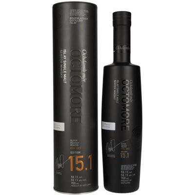 Octomore EDITION: 15.1 Super Heavily Peated Islay Single Malt Limited Release 2024 59,1% Vol. 0,7l in Tinbox - Publicité Octomore EDITION: 15.1 Super Heavily Peated Islay Single Malt Limited Release 2024 59,1% Vol. 0,7l in Tinbox - Publicité