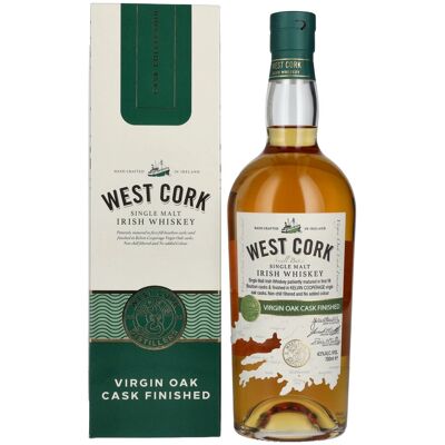 West Cork Irish Whiskey West Cork Single Malt Irish Whiskey VIRGIN OAK CASK FINISHED 43% Vol. 0,7l en boîte cadeau - Publicité West Cork Irish Whiskey West Cork Single Malt Irish Whiskey VIRGIN OAK CASK FINISHED 43% Vol. 0,7l en boîte cadeau - Publicité