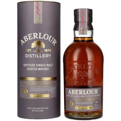 Aberlour 16 Years Old DOUBLE CHARRED SELECTION Travel Exclusive Speyside Single Malt 43% Vol. 0,7l en boîte cadeau - Publicité Aberlour 16 Years Old DOUBLE CHARRED SELECTION Travel Exclusive Speyside Single Malt 43% Vol. 0,7l en boîte cadeau - Publicité